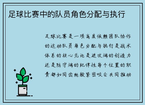 足球比赛中的队员角色分配与执行