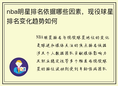 nba明星排名依据哪些因素，现役球星排名变化趋势如何